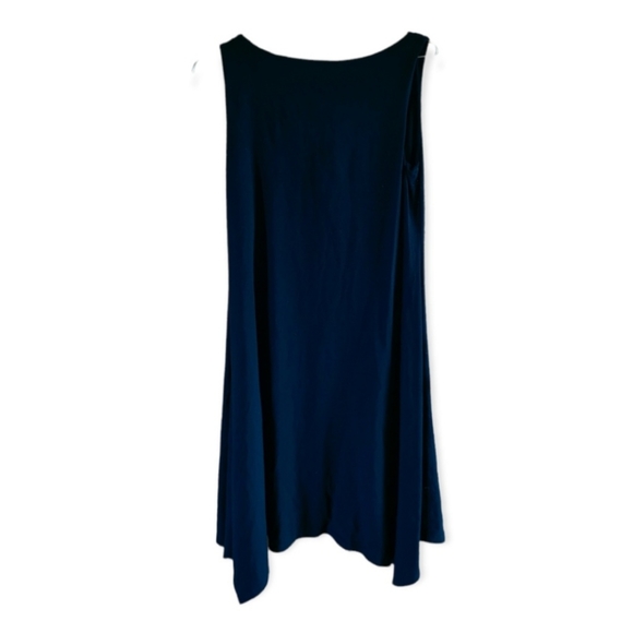 Eileen Fisher Cowl Neck Handkerchief Sleeveless Black Dress - Picture 3 of 5